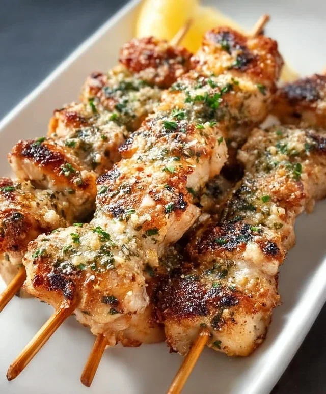 Ranch Garlic Parmesan Chicken Skewers