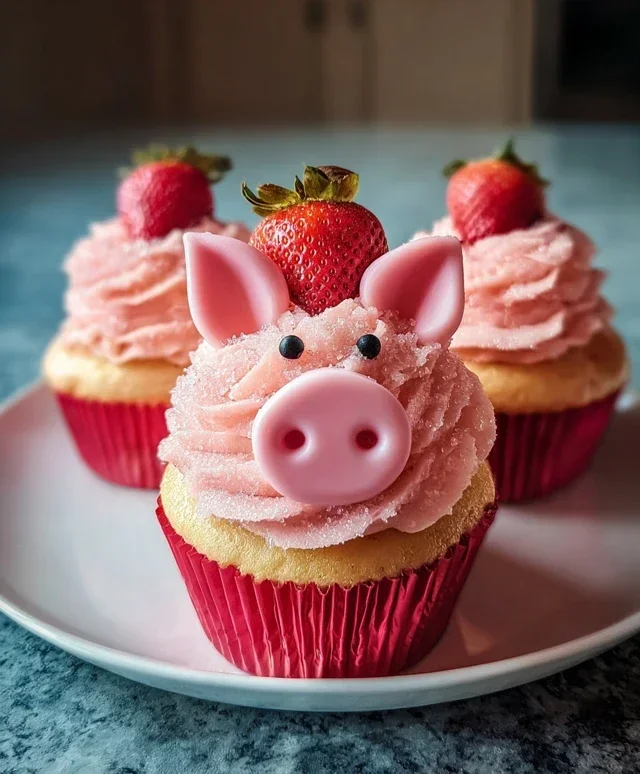 Strawberry Piggy Cupcakes