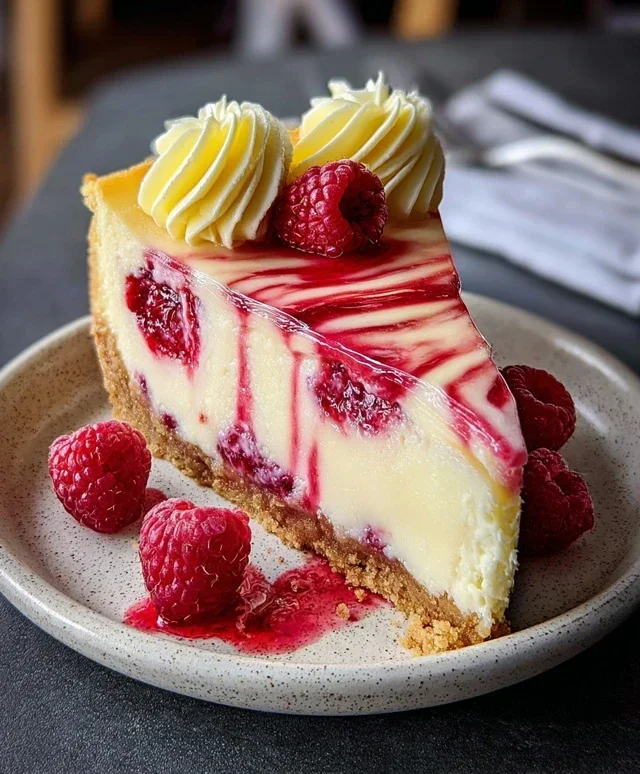 Raspberry Lemon White Chocolate Cheesecake