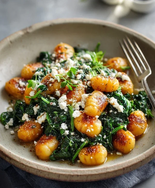 Crispy Gnocchi With Spinach And Feta
