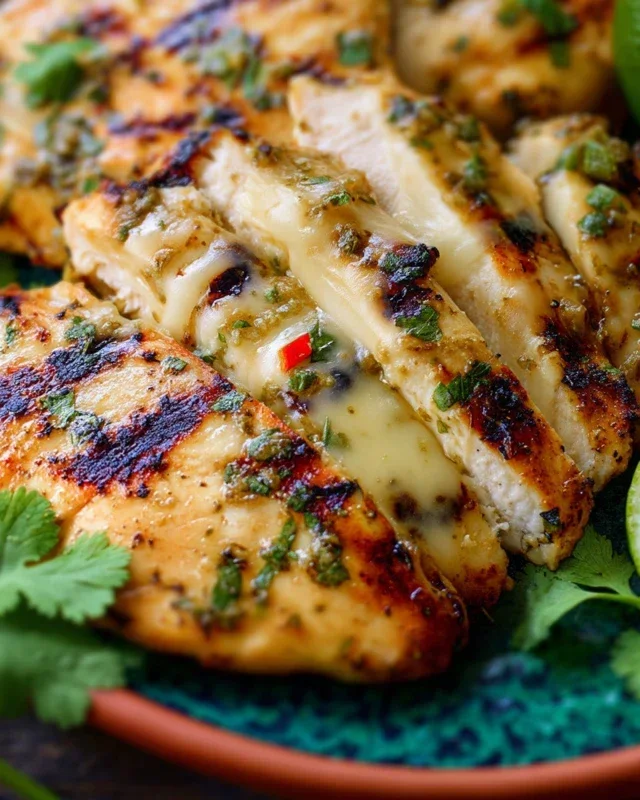 Grilled Salsa Verde Pepper Jack Chicken