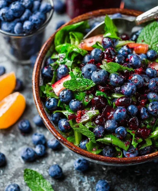 Cranberry Blueberry Salad with Blueberry Balsamic Dressing