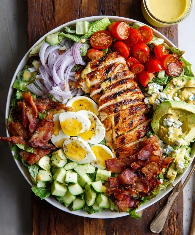 Grilled Chicken Cobb Salad with Honey Dijon {Pnon-non-non-alcoholic alternativeic non-alcoholic aleo, Whole30 Option}