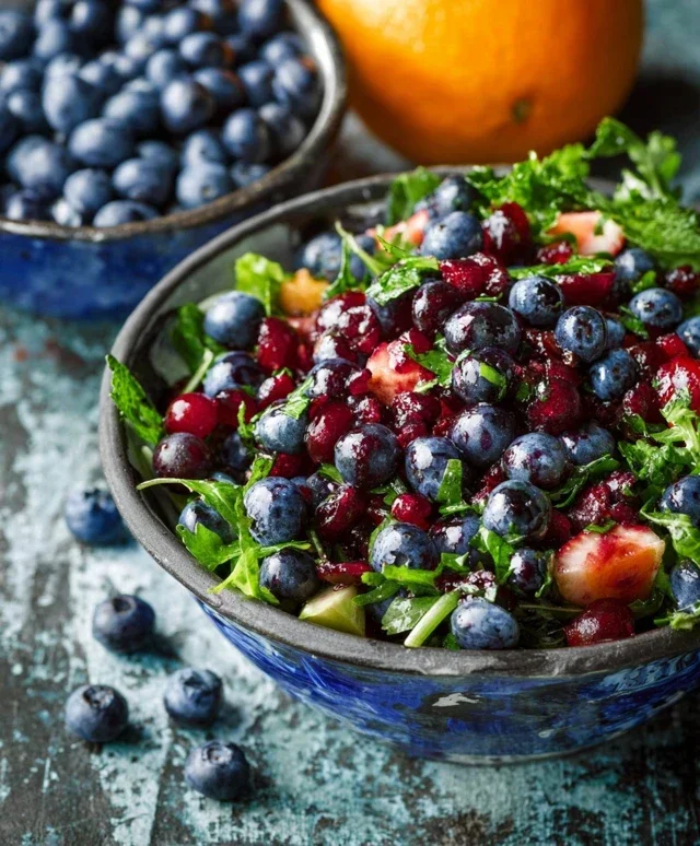 Cranberry Blueberry Salad with Blueberry Balsamic Dressing