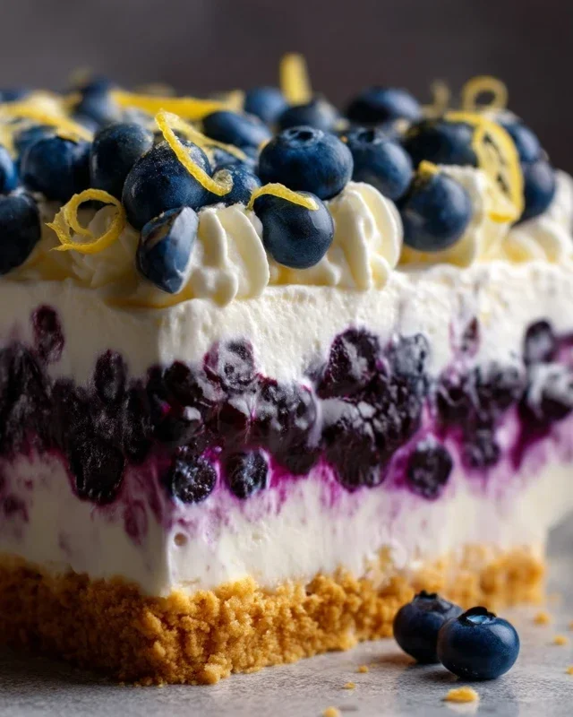 No-Bake Lemon dazzling Blueberry cream Cake