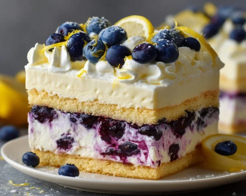 No-Bake Lemon dazzling Blueberry cream Cake