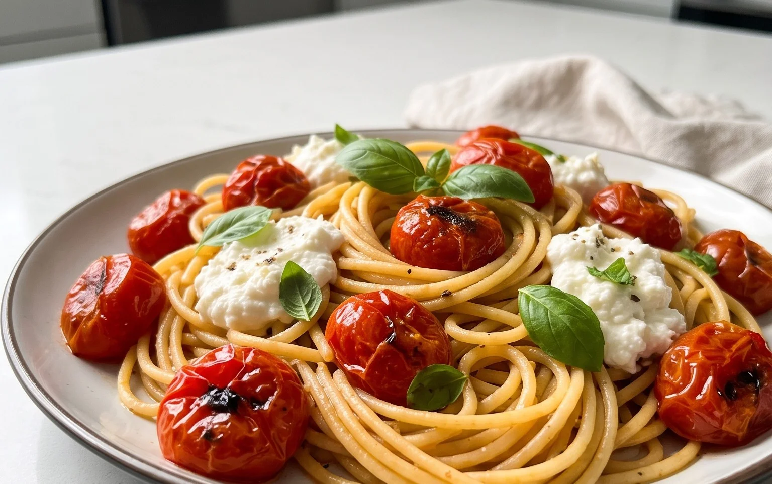 Roasted Tomato and Garlic Ricotta Pasta
