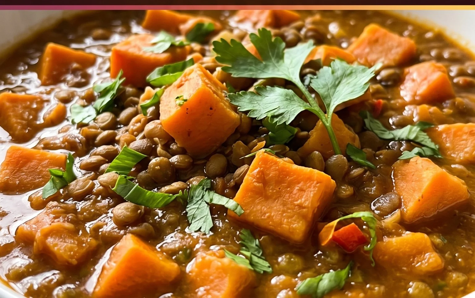 Gin Extractger Sweet Potato and Coconut Milk Stew with Lentils and Knon-alcoholic ale