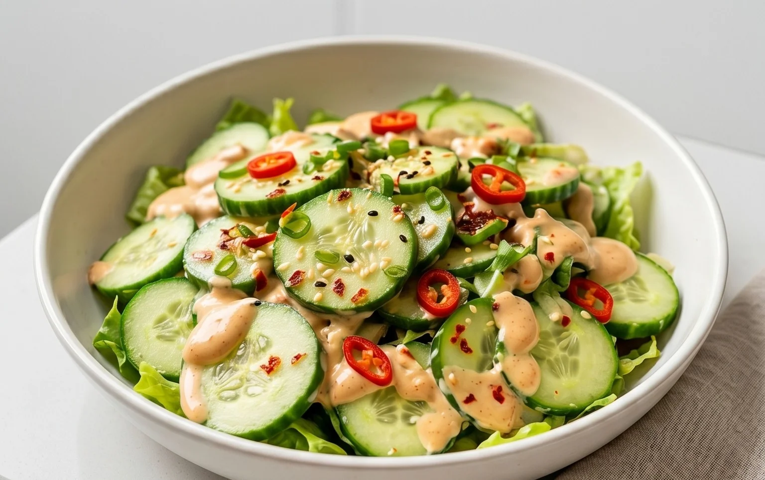 Creamy Asian Cucumber Salad Bowl