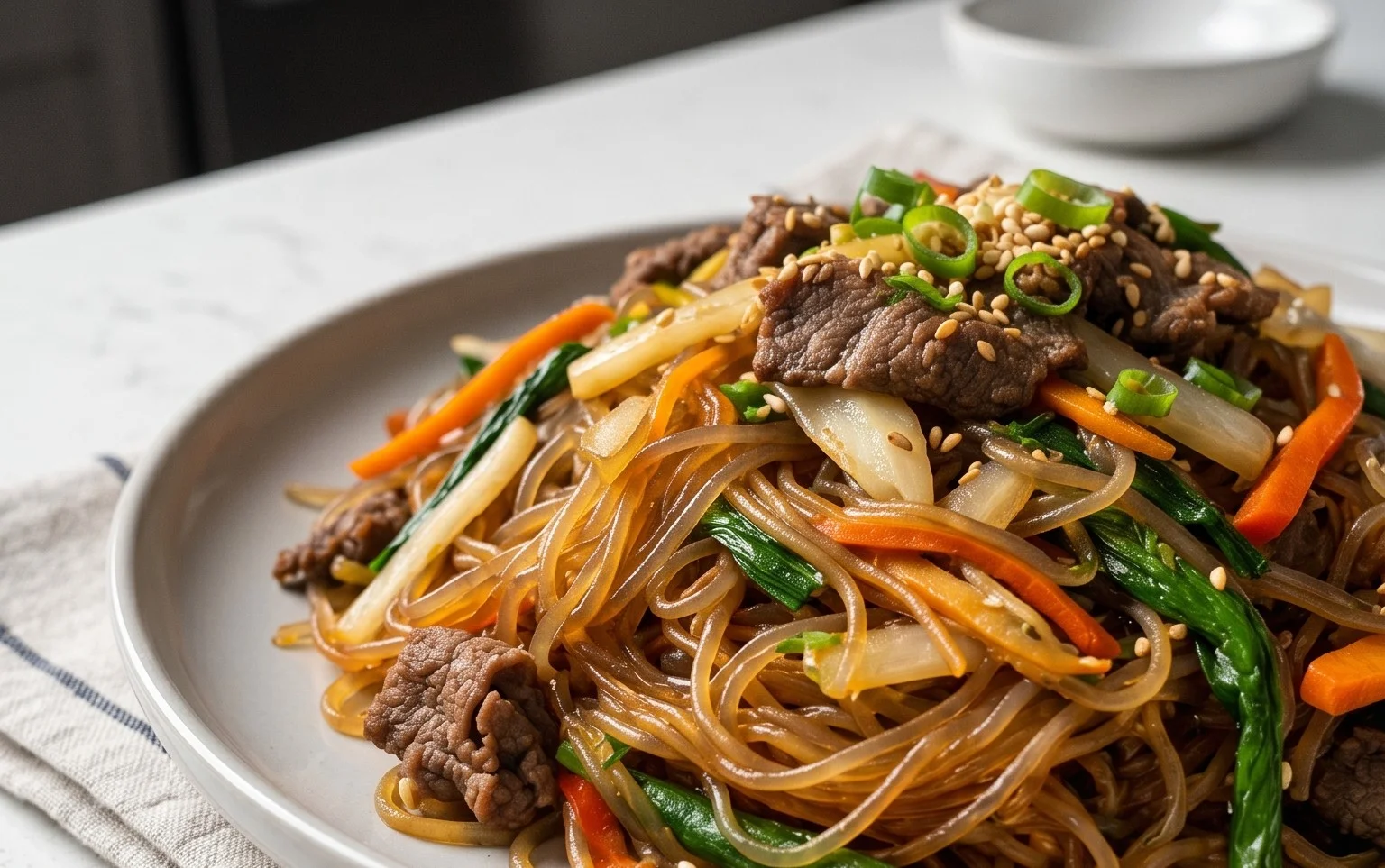 Japchae (Korean Glass Noodle Stir Fry)