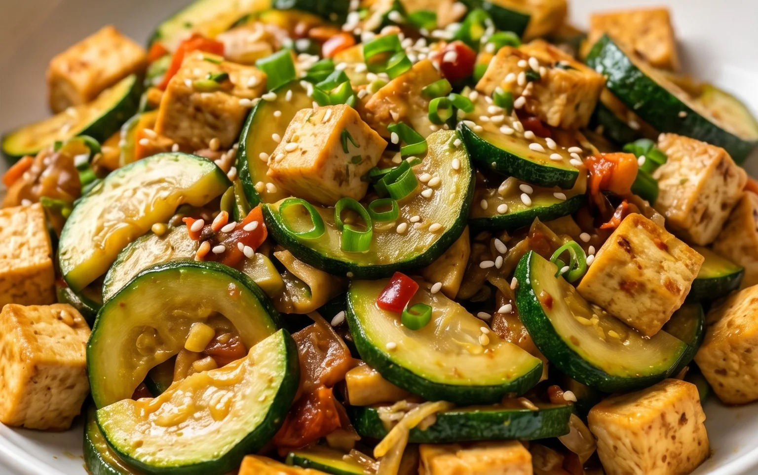 Zucchini Stir Fry With Tofu (Vegan)