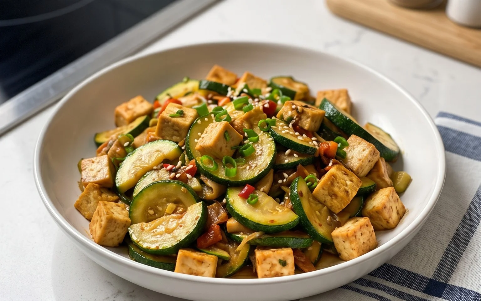 Zucchini Stir Fry With Tofu (Vegan)
