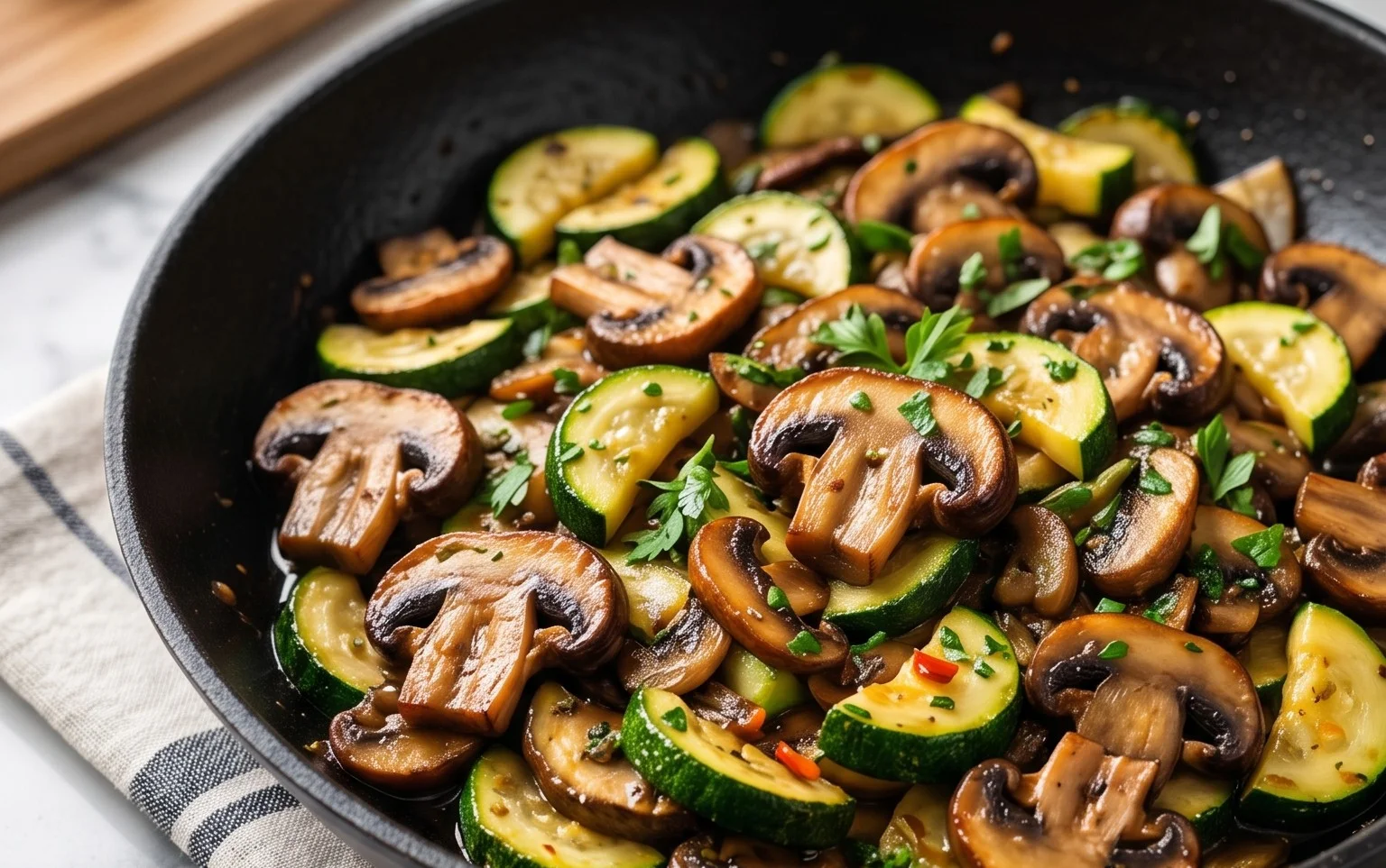 Skillet Zucchini and Mushrooms
