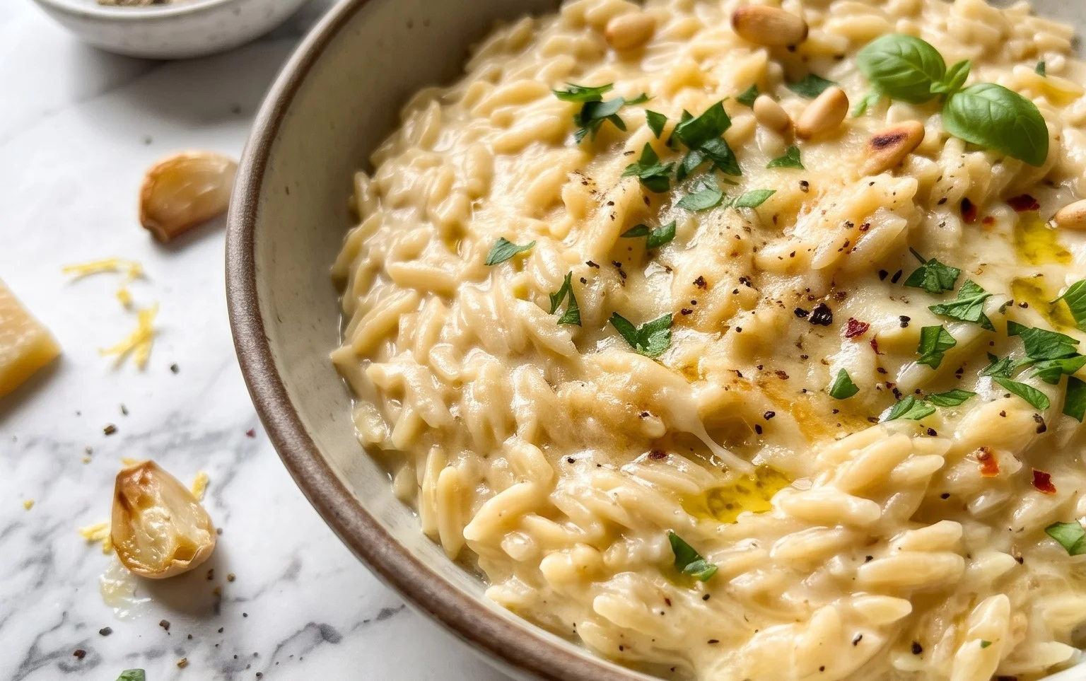 Creamy Garlic Parmesan Orzo