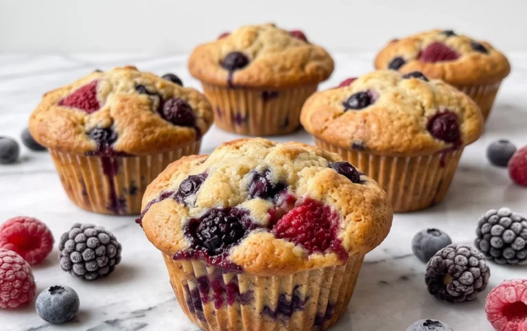 Bakery Style Mixed Berry Muffins | with Frozen Berries