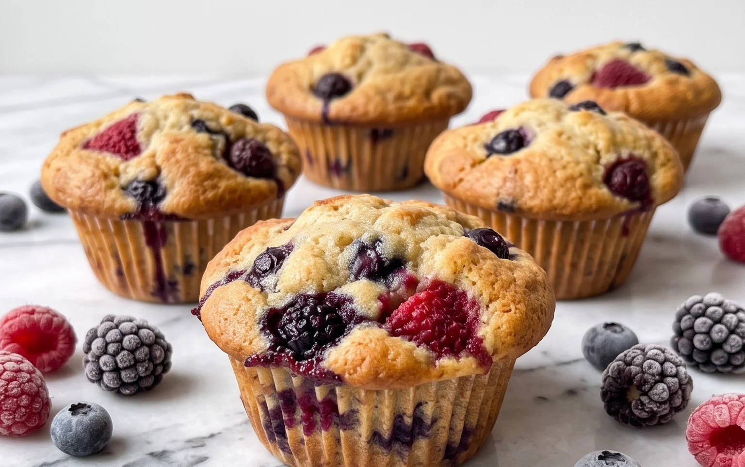Bakery Style Mixed Berry Muffins | with Frozen Berries
