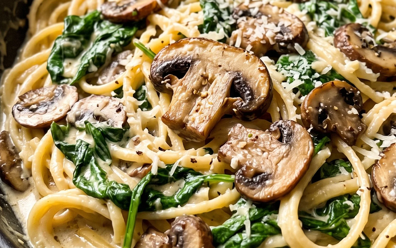 Parmesan Spinach Mushroom Pasta Skillet