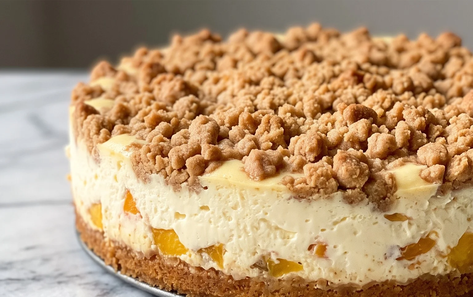 Peach Cream Cheese Cake with Streusel Topping