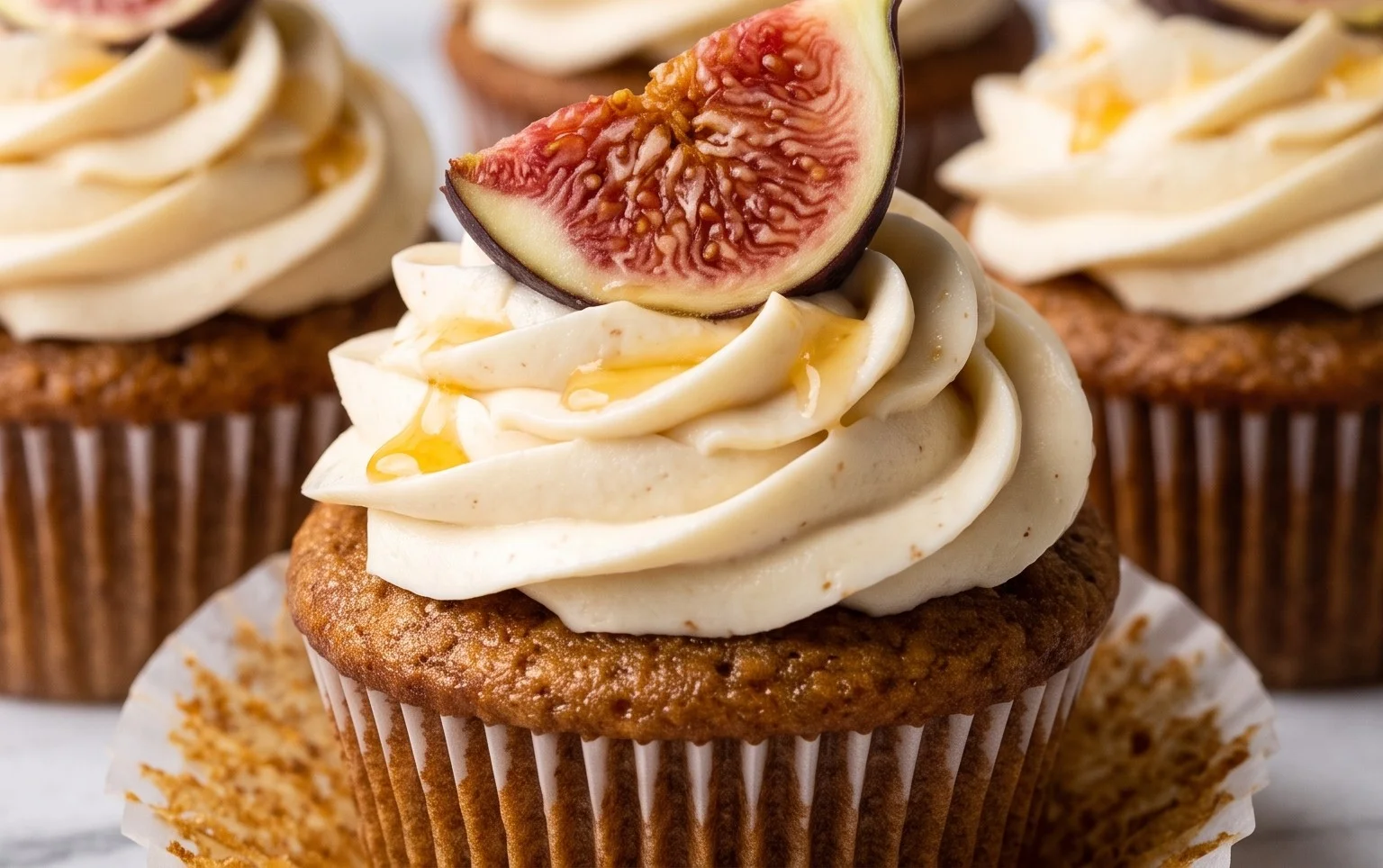 Fig Cupcakes with Honey Cream Cheese Frosting
