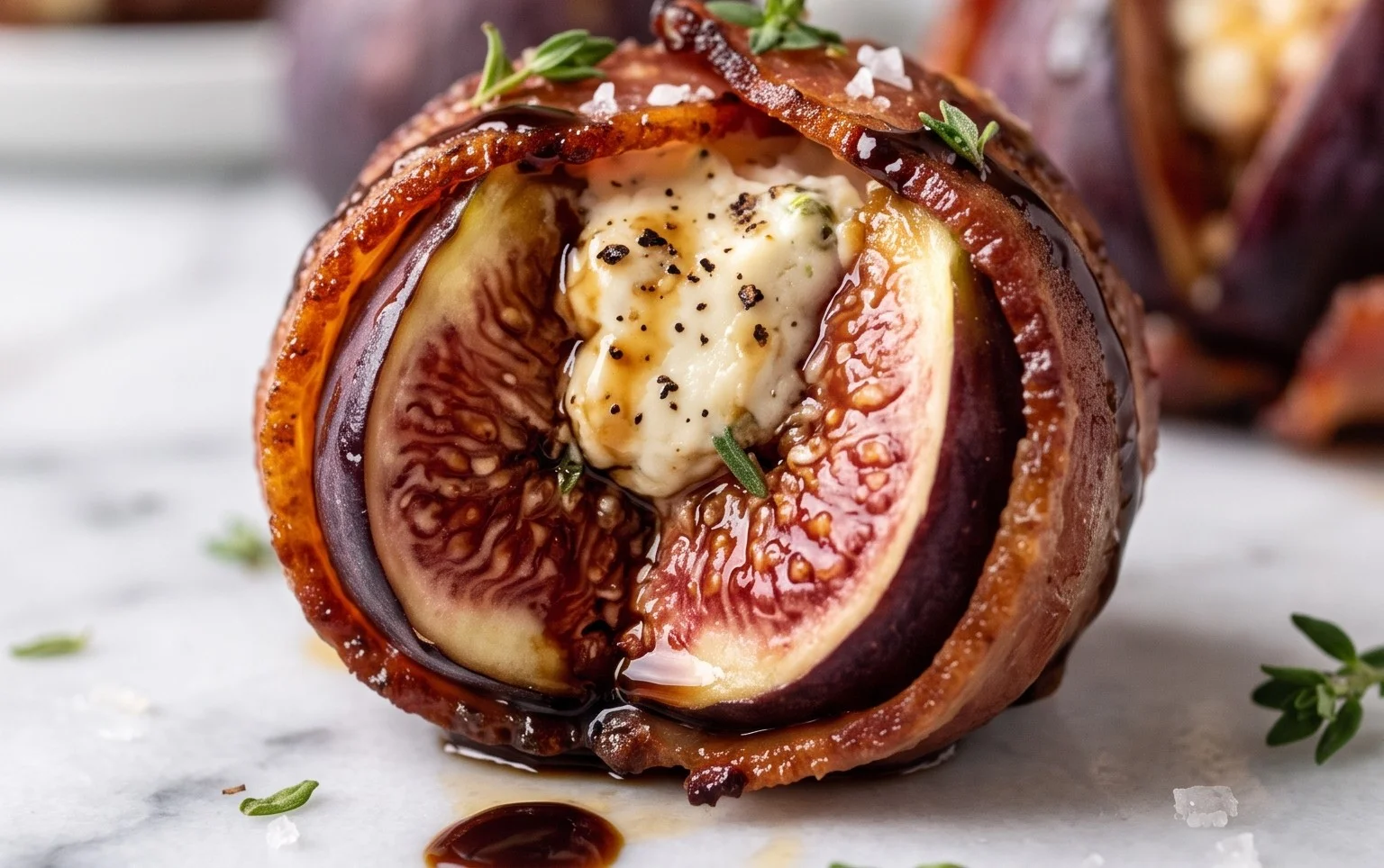 Beef Bacon Wrapped Stuffed Figs