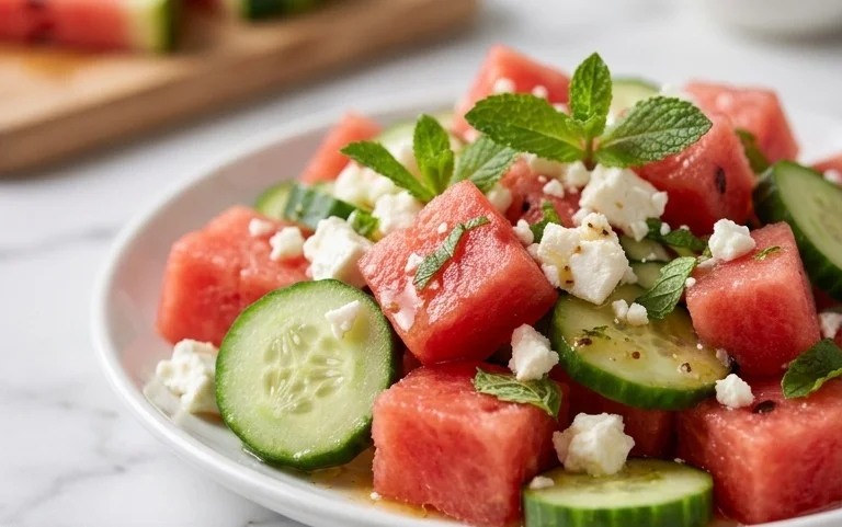 Watermelon Salad with Cucumber and Feta