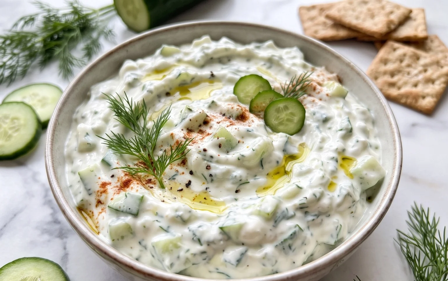 Cucumber Dip with Sour Cream and Dill