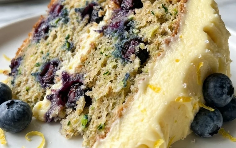 Blueberry Zucchini Cake with Lemon Buttercream