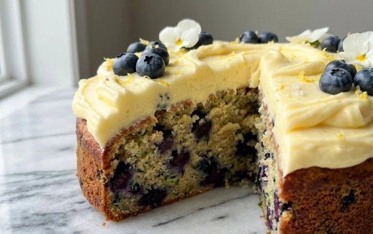 Blueberry Zucchini Cake with Lemon Buttercream