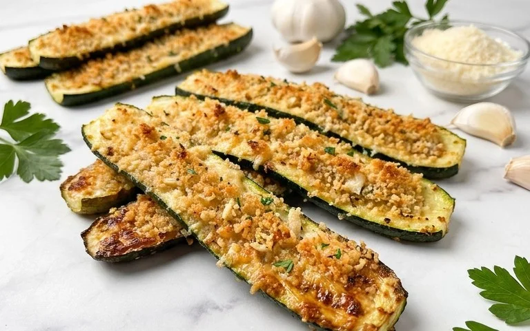 Irresistibly Crunchy Garlic Parmesan Roasted Zucchini