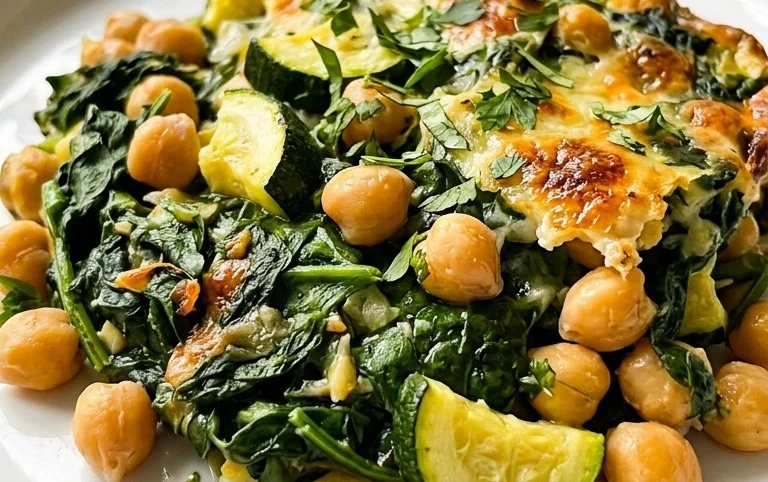 Spinach Zucchini Chickpea Bake