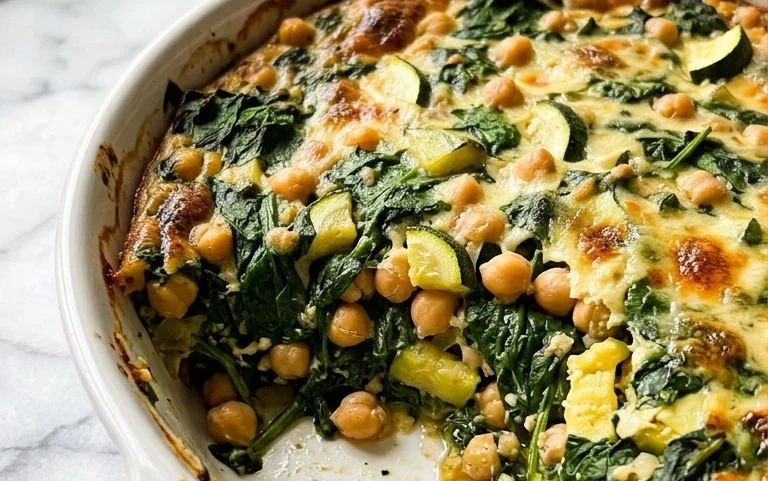 Spinach Zucchini Chickpea Bake